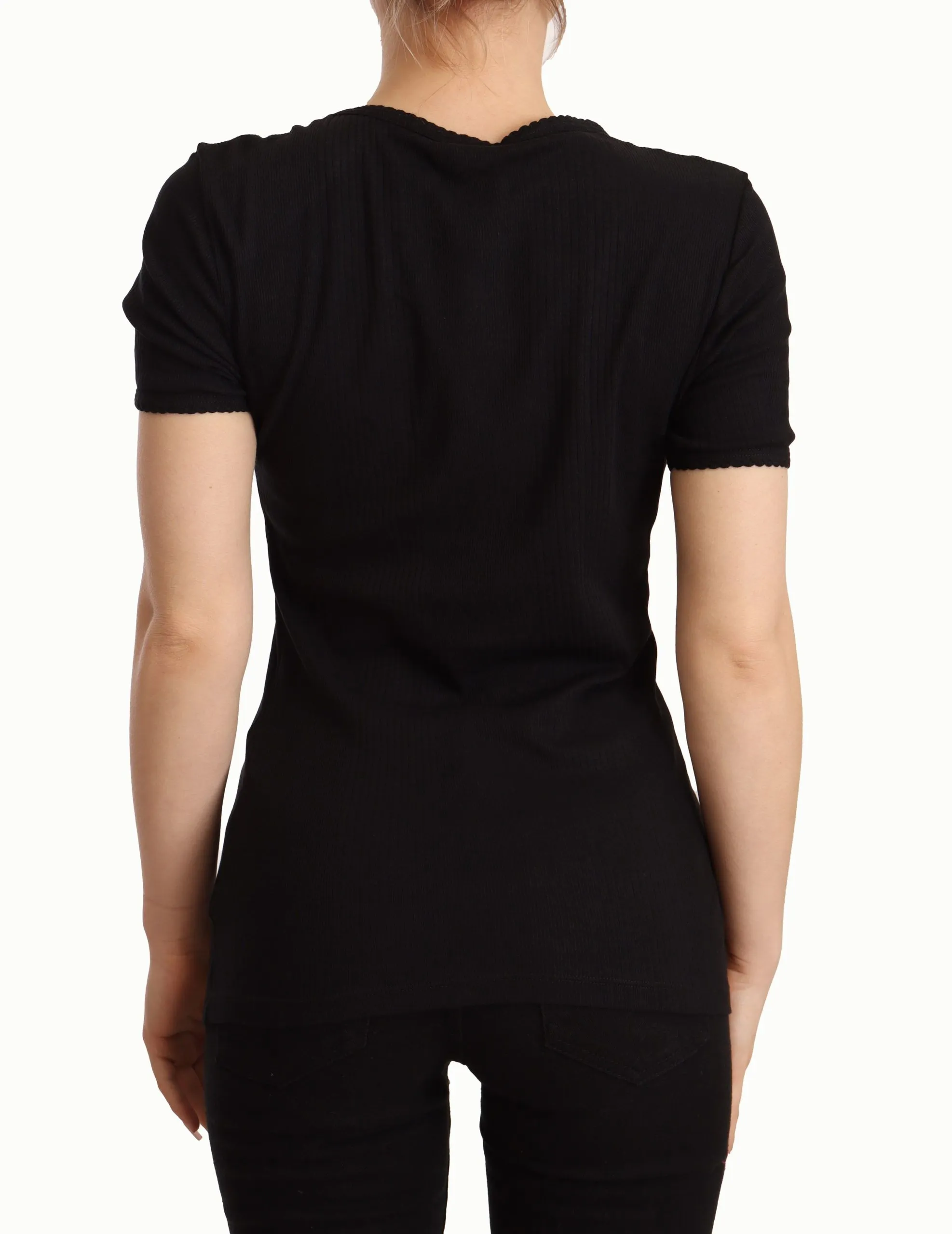 Dolce & Gabbana Women's Elegant Black Cotton Short Sleeve Top