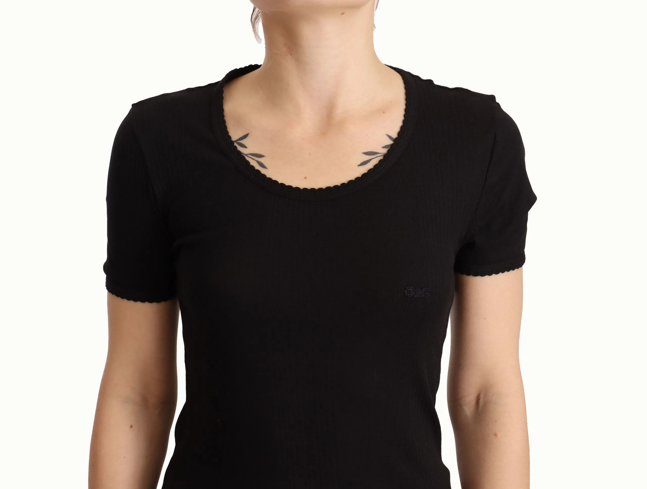 Dolce & Gabbana Women's Elegant Black Cotton Short Sleeve Top