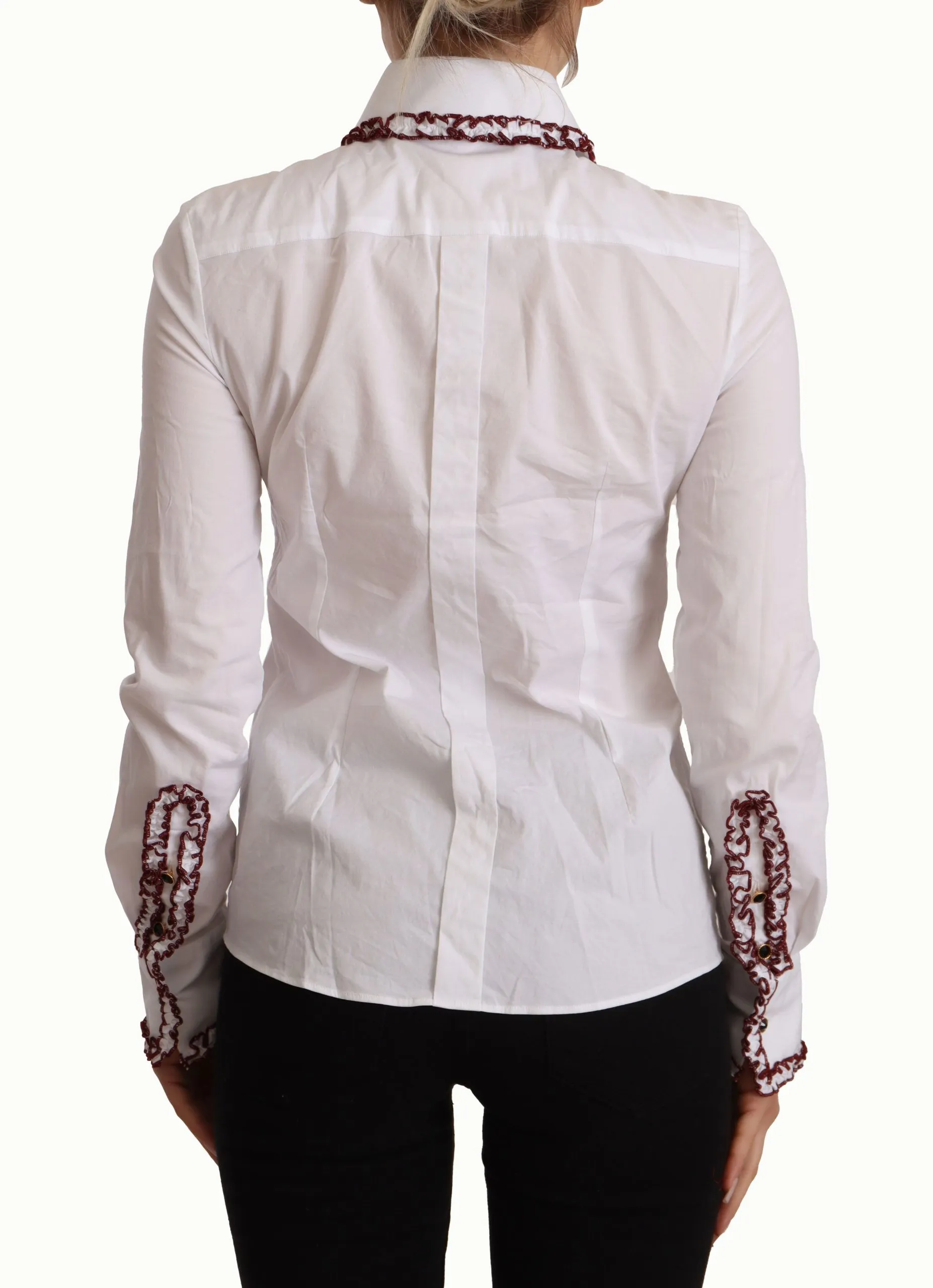 Dolce & Gabbana Women's Elegant White Cotton Long Sleeve Polo Top