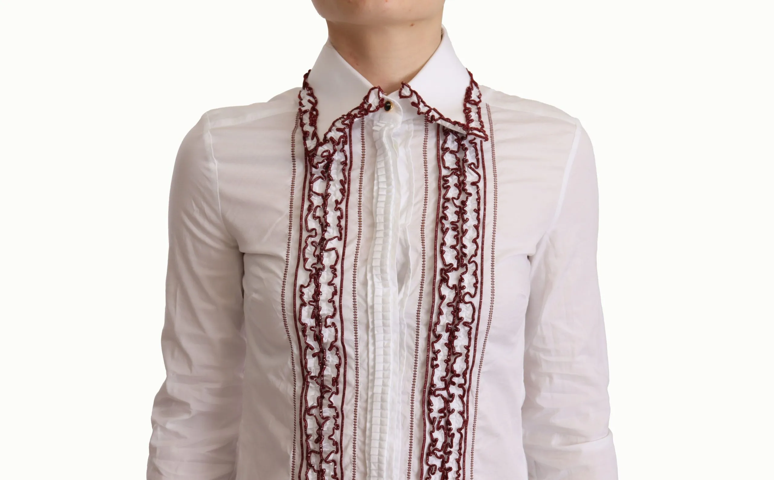 Dolce & Gabbana Women's Elegant White Cotton Long Sleeve Polo Top