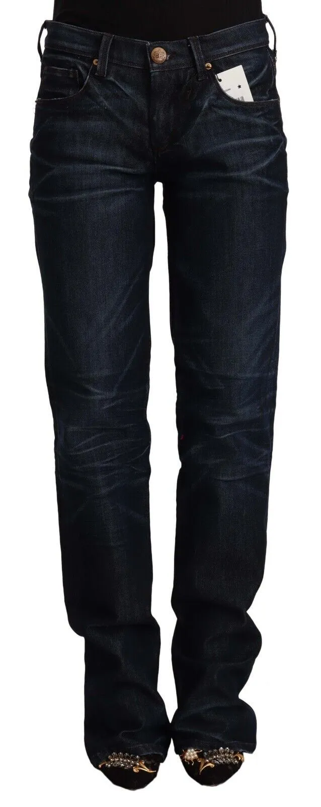 Ermanno Scervino Women's Chic Dark Blue Mid Waist Jeans