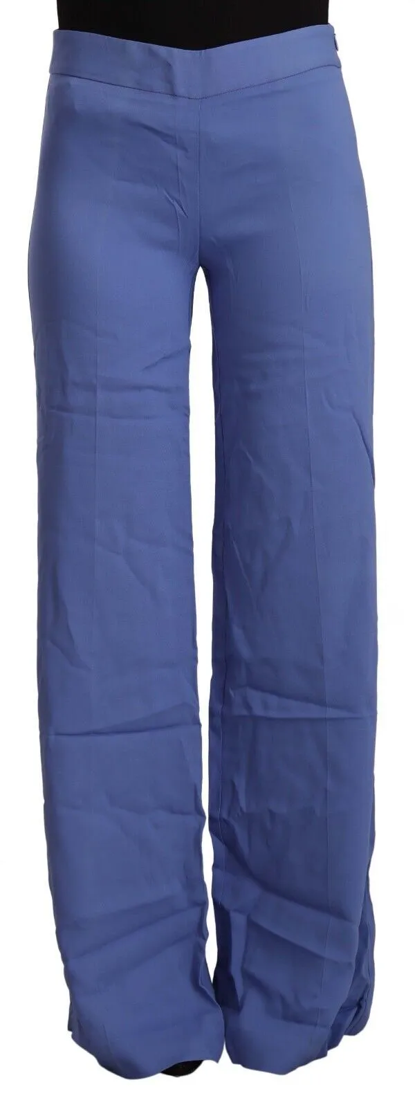 P.A.R.O.S.H. Women's Chic Wide-Leg High Waist Blue Trousers