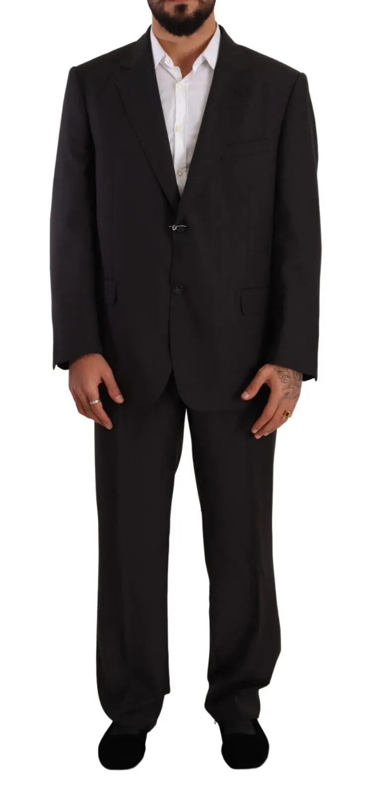 Domenico Tagliente Men's Elegant Gray Two-Piece Regular Fit Suit