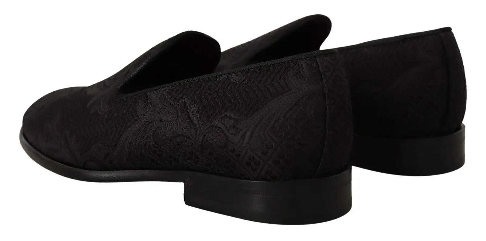 Dolce & Gabbana Men's Black Floral Brocade Slippers