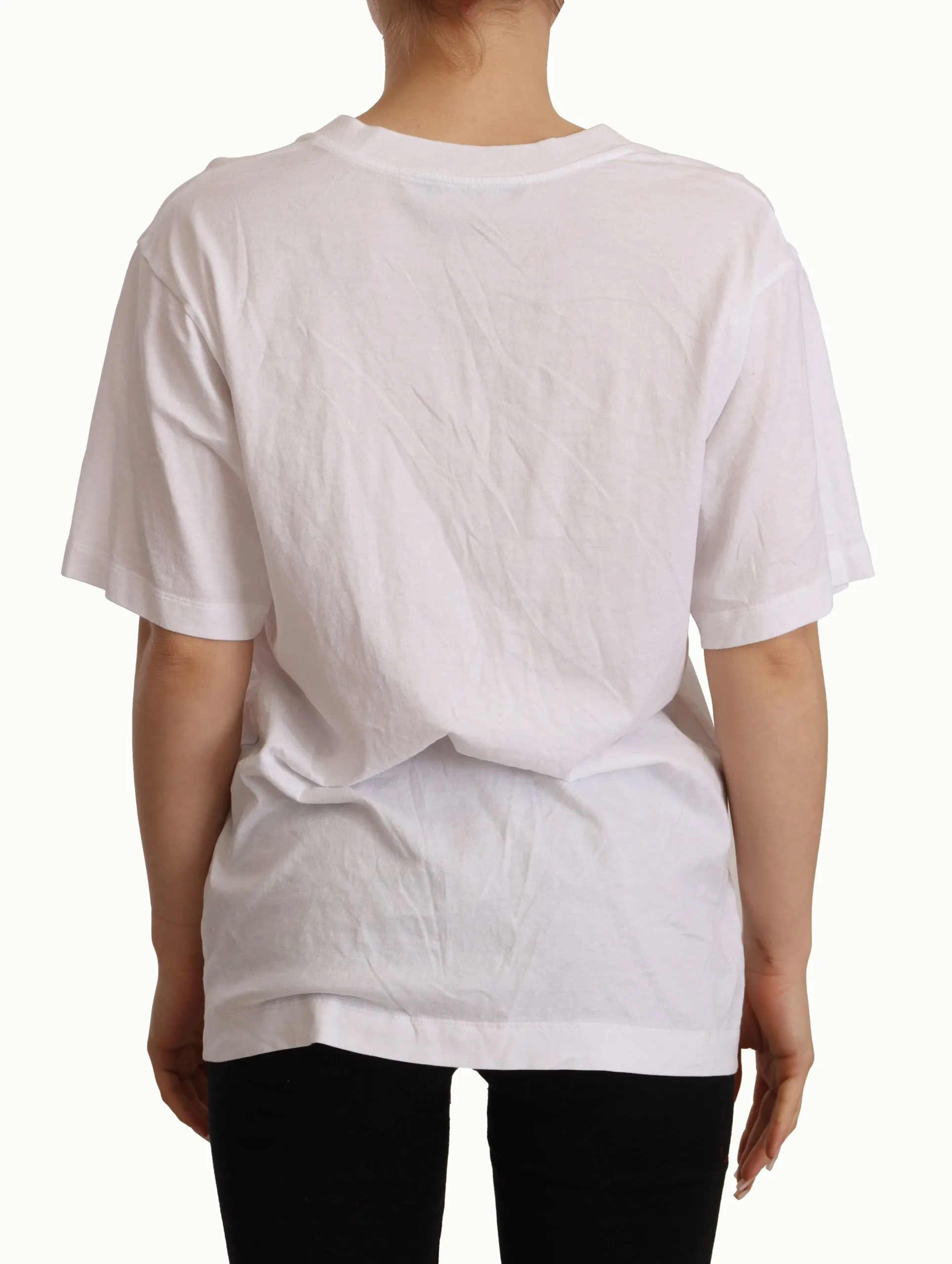 Dolce & Gabbana Women's Elegant White V-Neck Cotton Tee