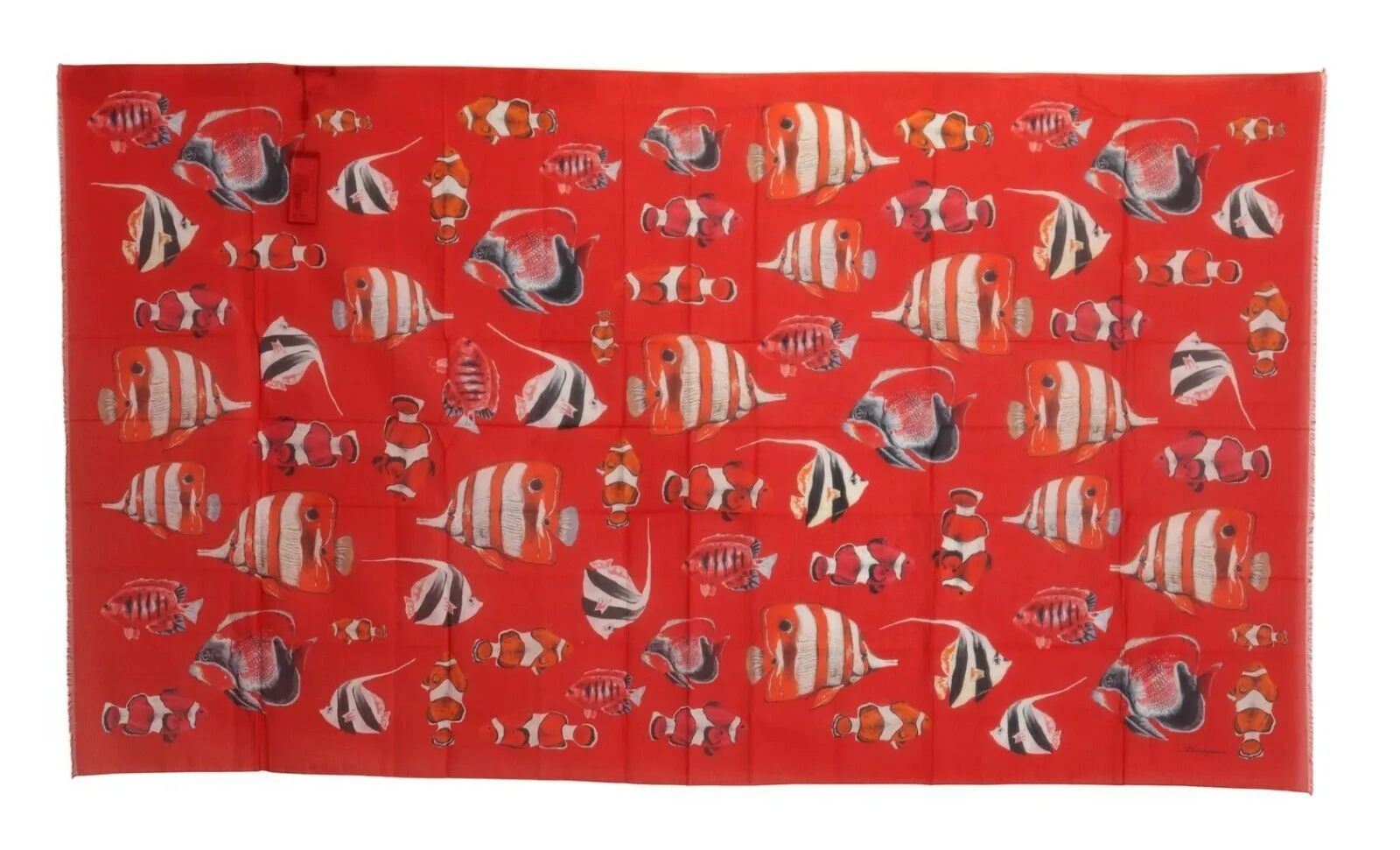 Dolce & Gabbana Women's Elegant Red Fish Print Cotton Scarf