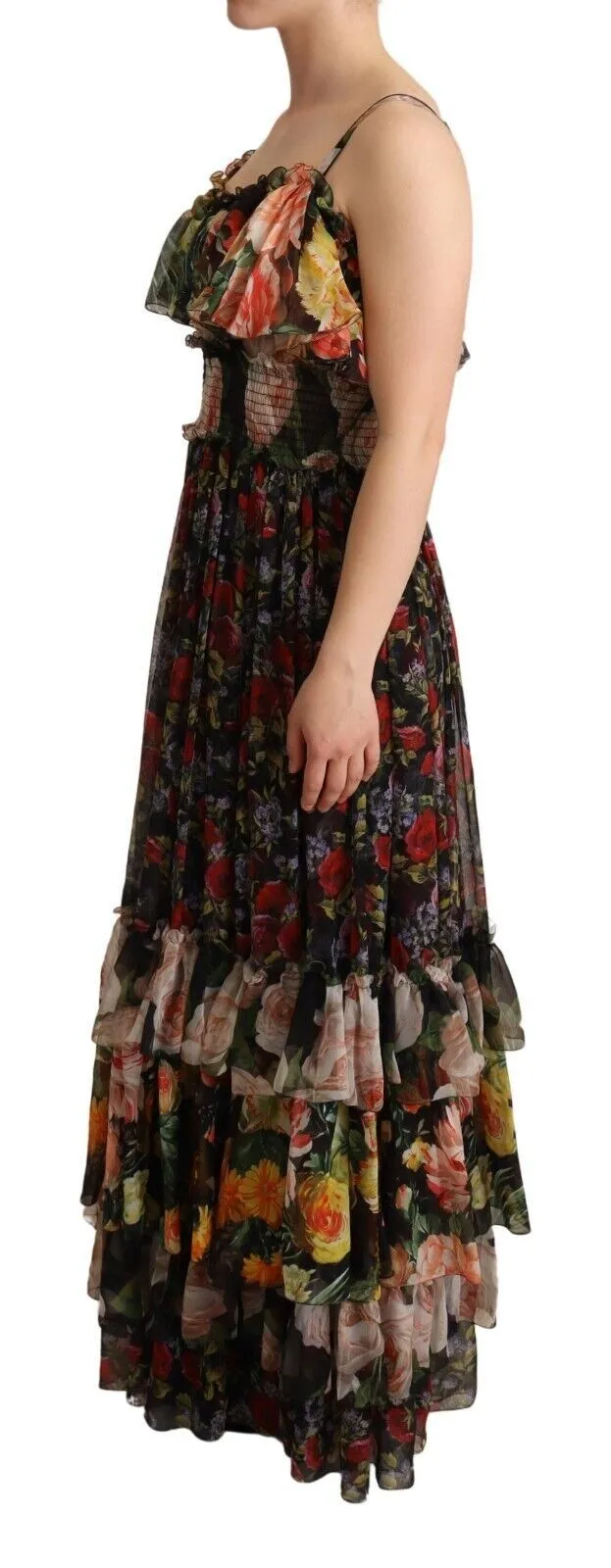 Dolce & Gabbana Women's Exquisite Floral Empire Silk Long Dress