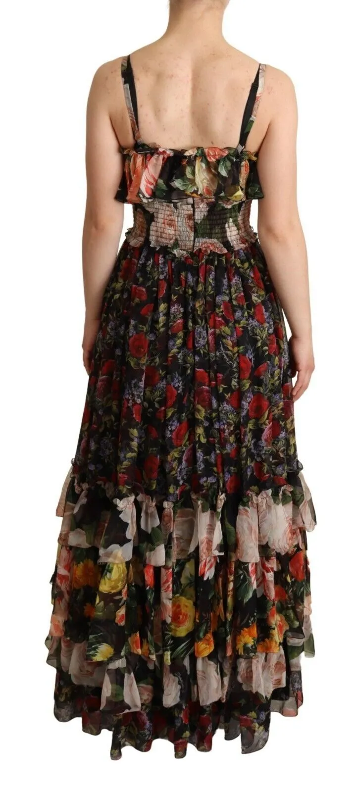 Dolce & Gabbana Women's Exquisite Floral Empire Silk Long Dress