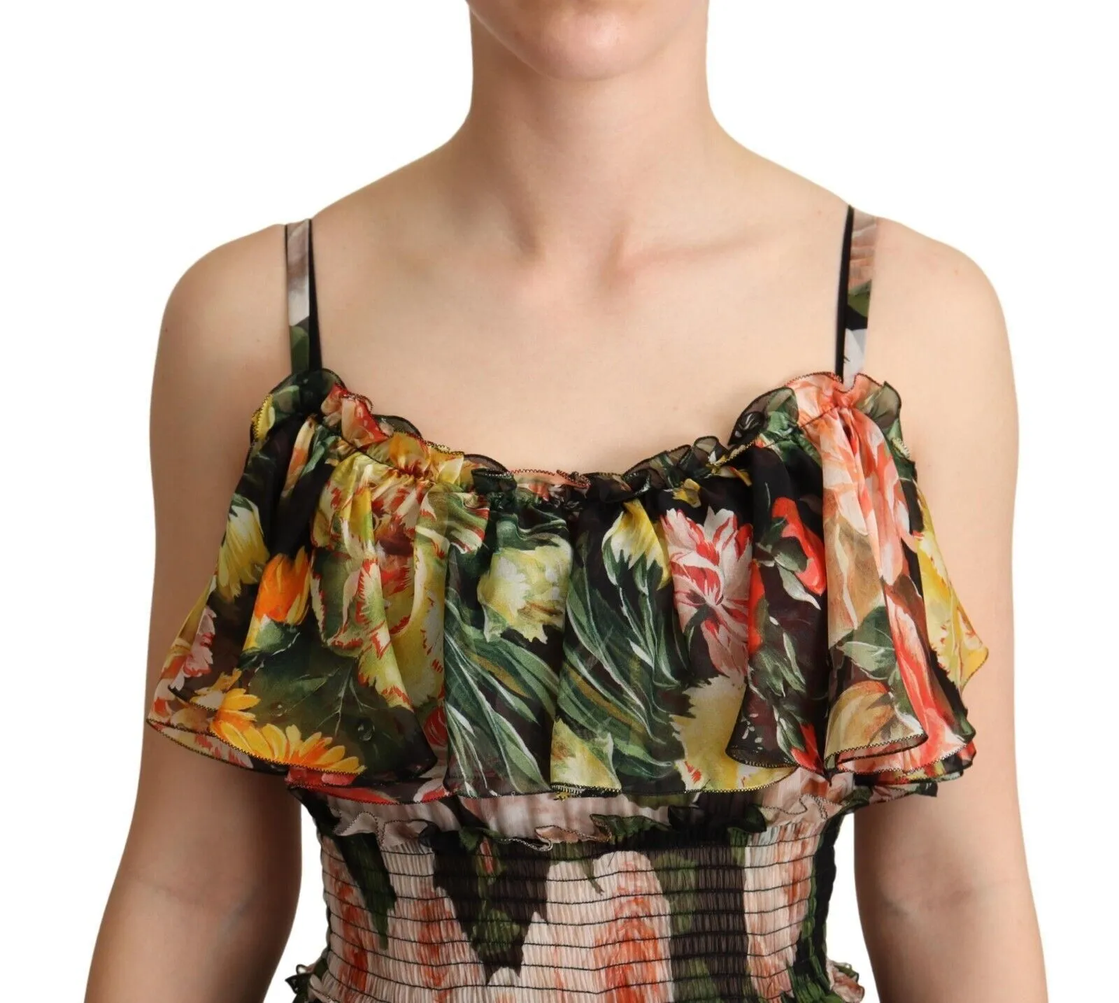 Dolce & Gabbana Women's Exquisite Floral Empire Silk Long Dress