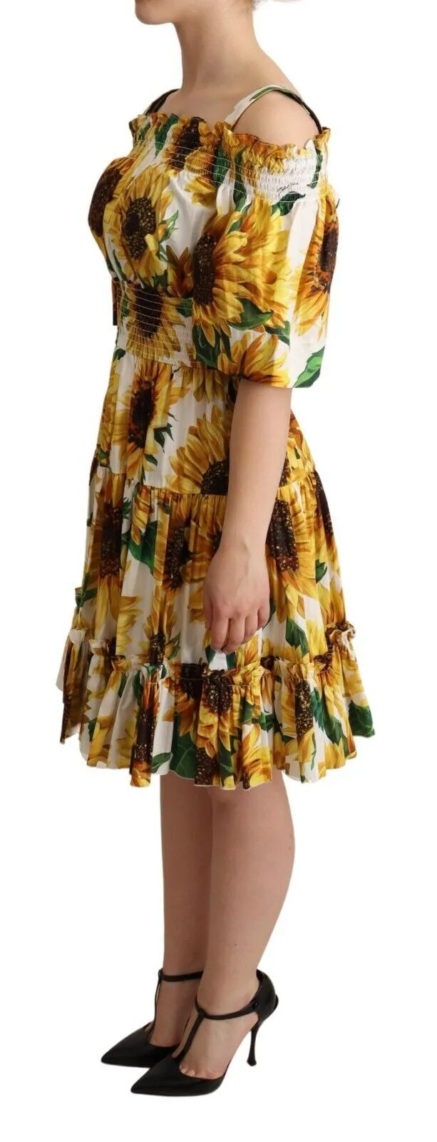 Dolce & Gabbana Women's Elegant Sunflower Open Shoulder Dress