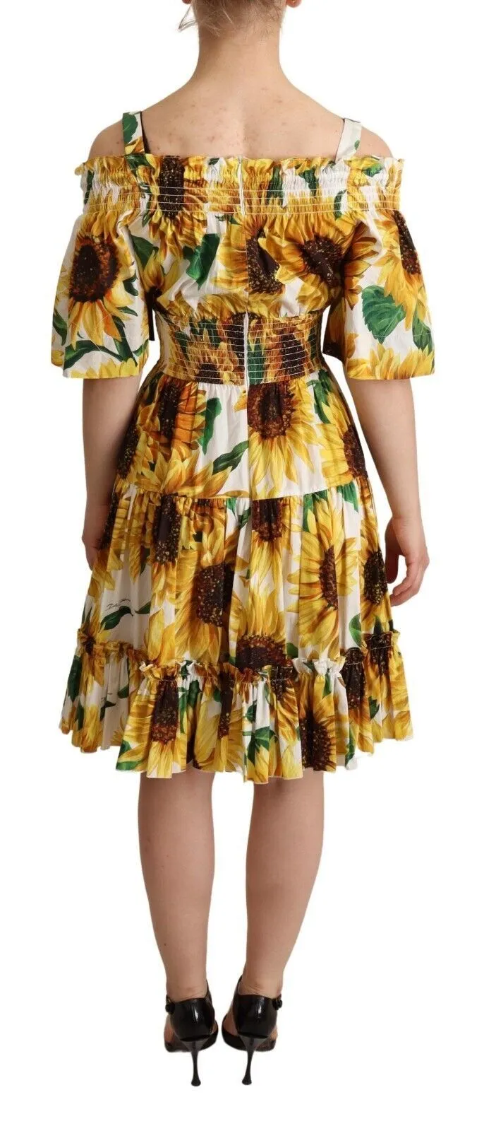 Dolce & Gabbana Women's Elegant Sunflower Open Shoulder Dress
