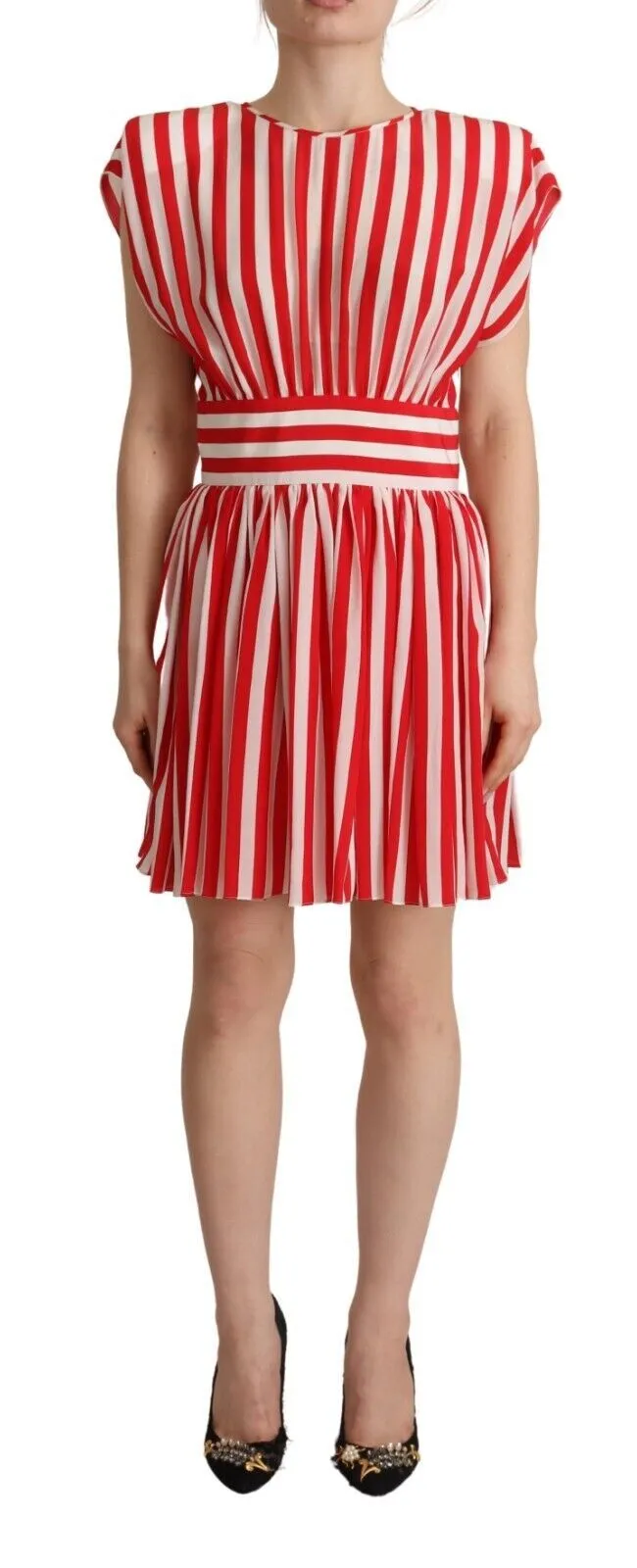 Dolce & Gabbana Women's Elegant Striped Silk A-Line Mini Dress