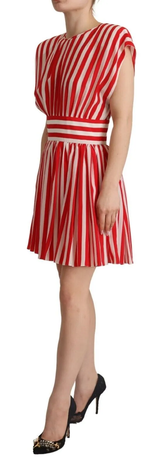 Dolce & Gabbana Women's Elegant Striped Silk A-Line Mini Dress