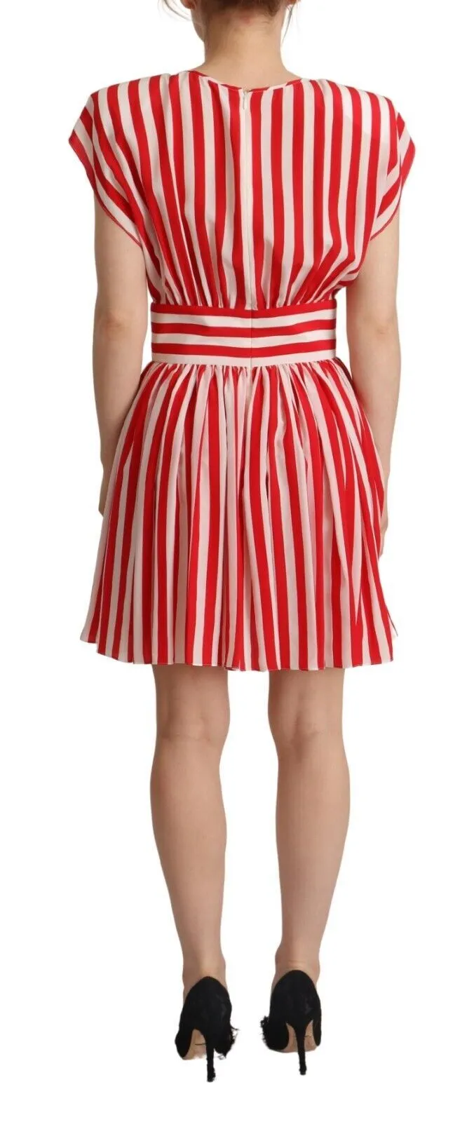 Dolce & Gabbana Women's Elegant Striped Silk A-Line Mini Dress
