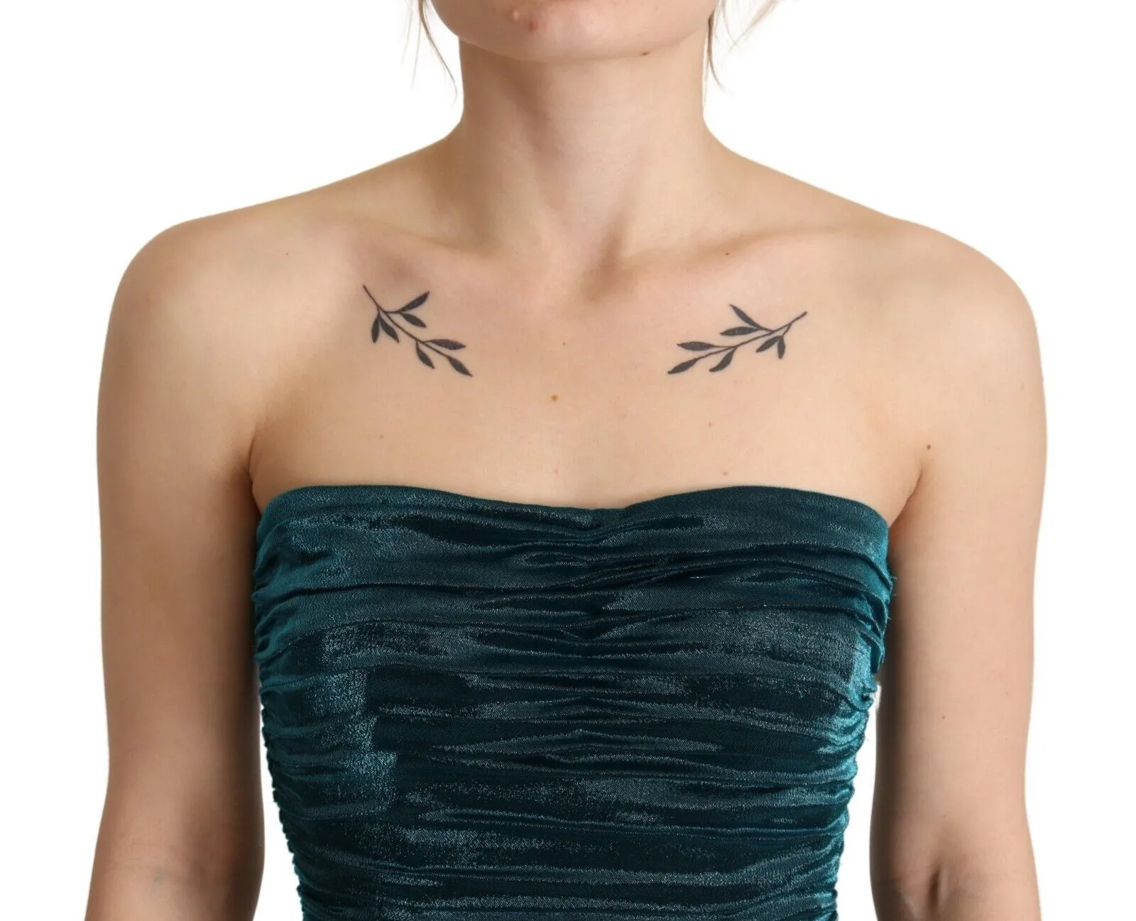 Dolce & Gabbana Women's Turquoise Draped Satin Midi Dress