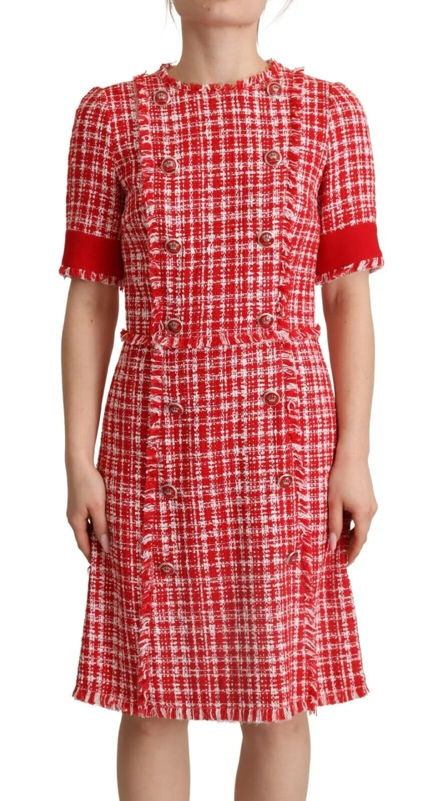 Dolce & Gabbana Women's Chic Checkered Sheath Knee-Length Dress