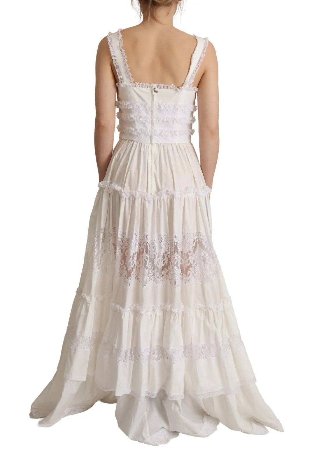 Dolce & Gabbana Women's Elegant White A-Line Tiered Maxi Dress