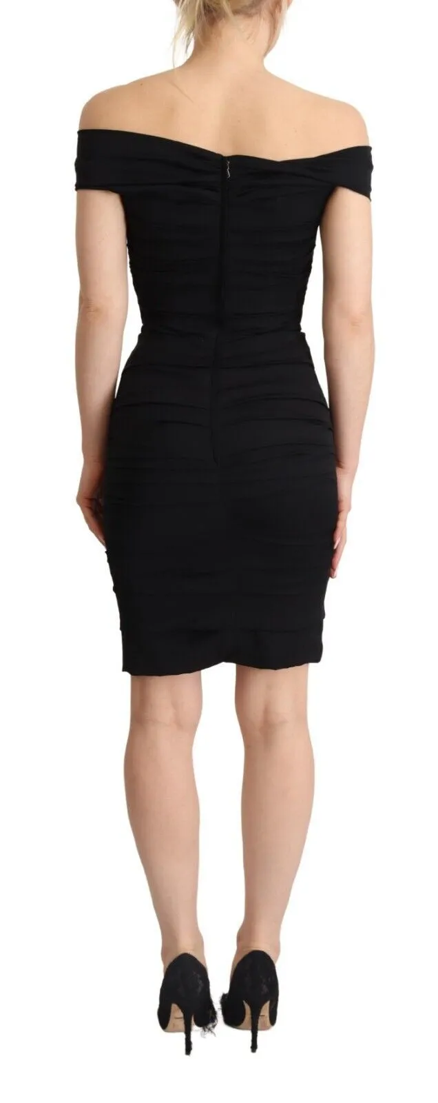 Dolce & Gabbana Women's Elegant Black Silk Off-shoulder Dress
