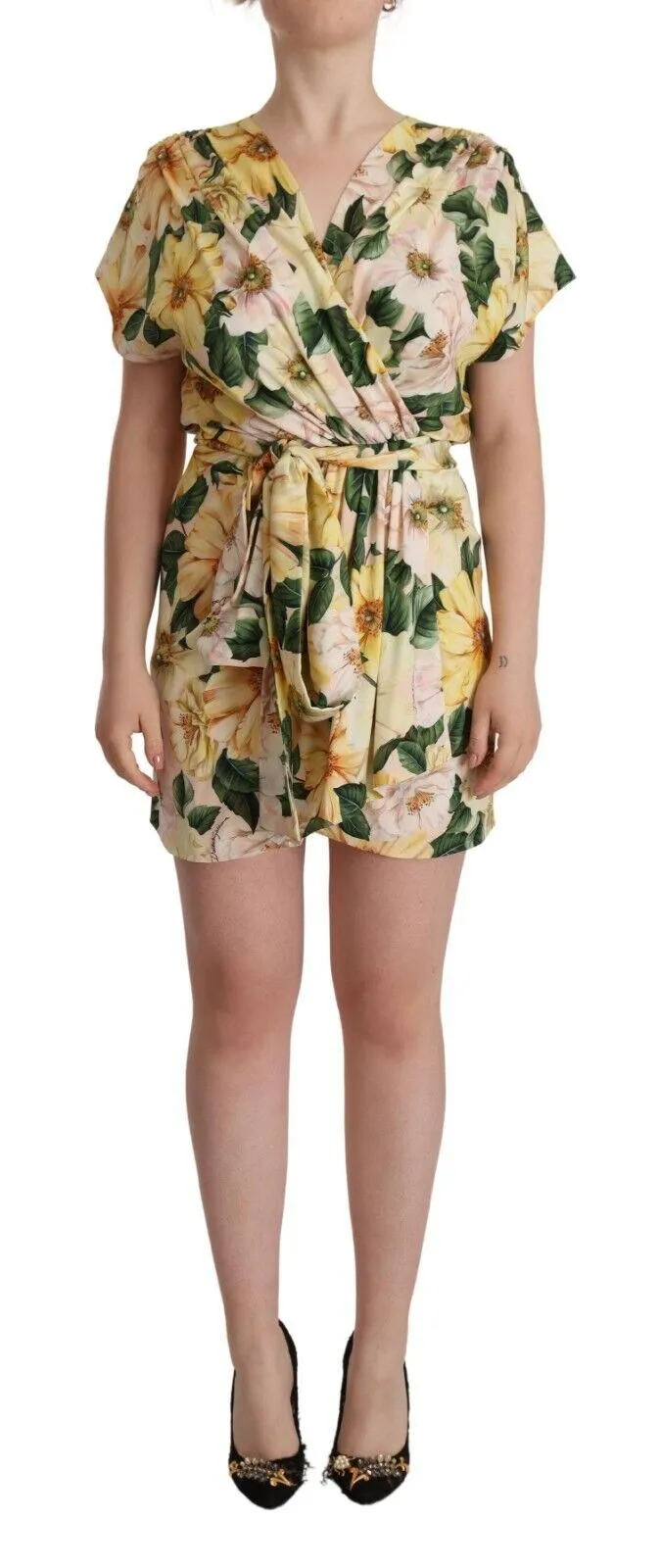 Dolce & Gabbana Women's Elegant Silk Floral Mini Wrap Dress