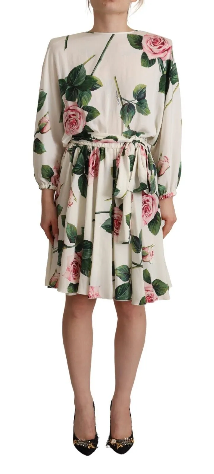 Dolce & Gabbana Women's Elegant Silk Floral A-Line Dress