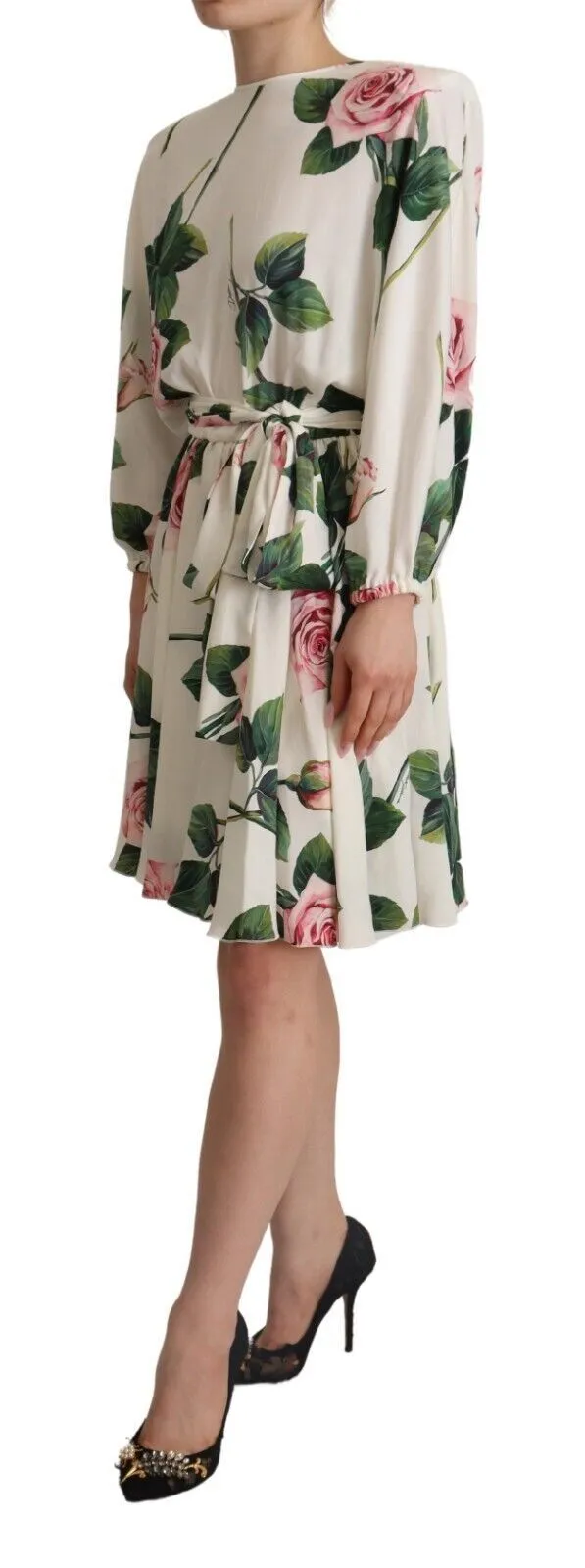 Dolce & Gabbana Women's Elegant Silk Floral A-Line Dress