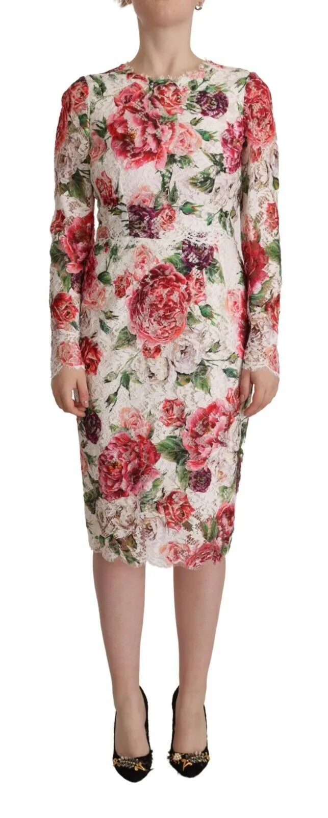 Dolce & Gabbana Women's Elegant Sheath Lace Floral Midi Dress