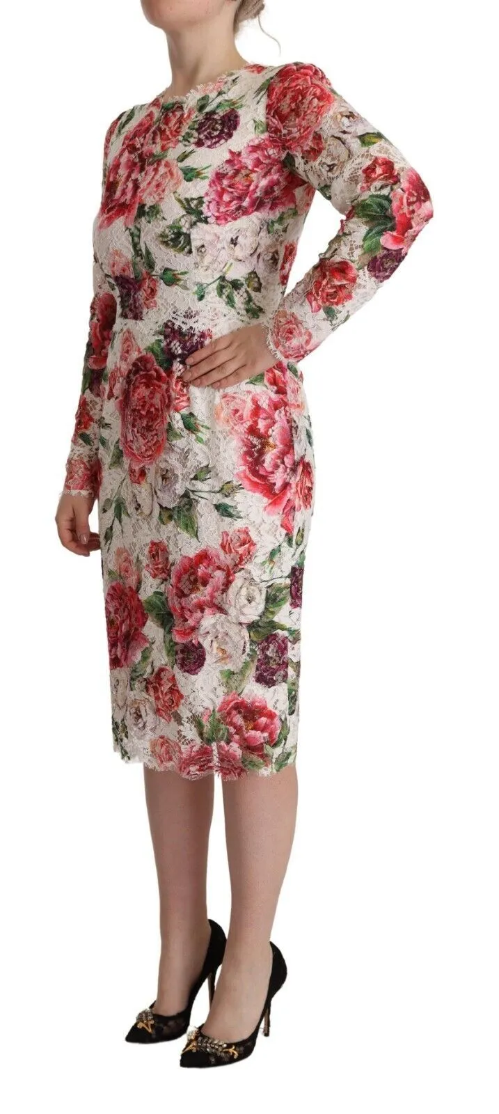 Dolce & Gabbana Women's Elegant Sheath Lace Floral Midi Dress