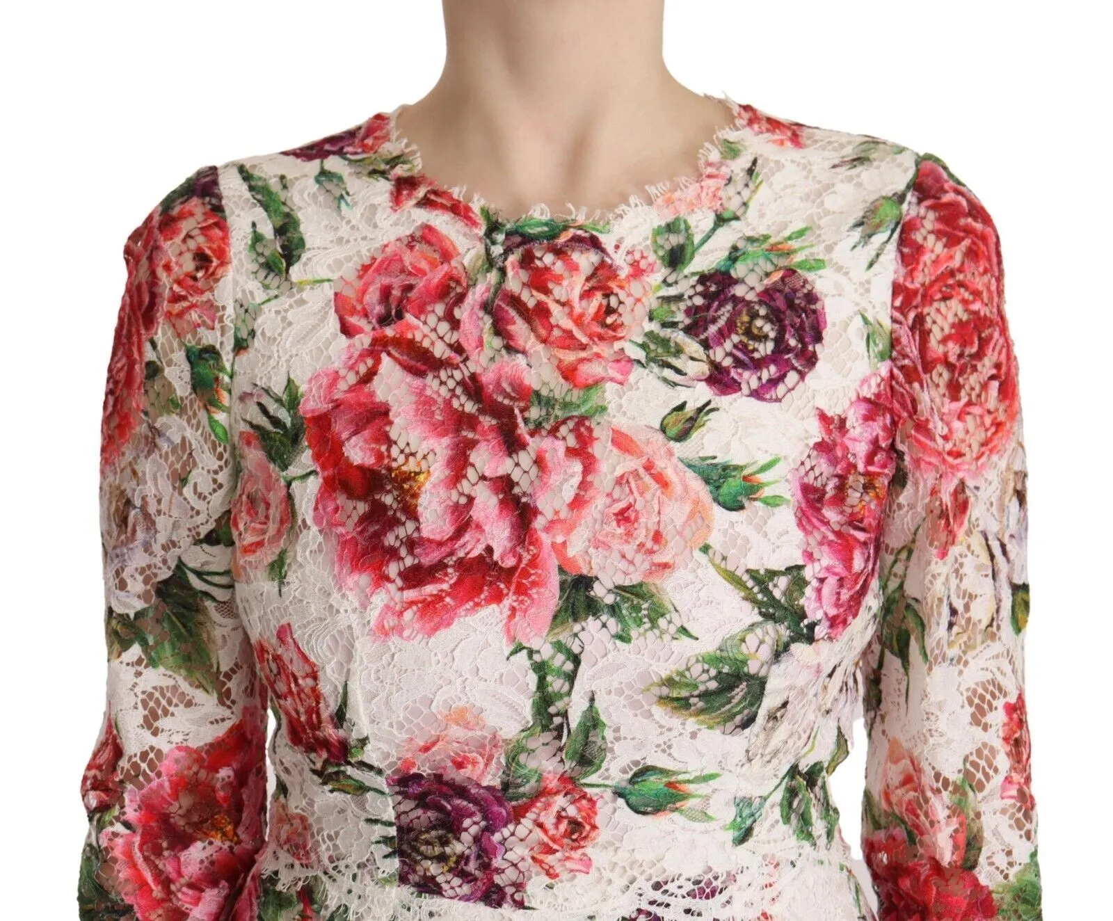 Dolce & Gabbana Women's Elegant Sheath Lace Floral Midi Dress