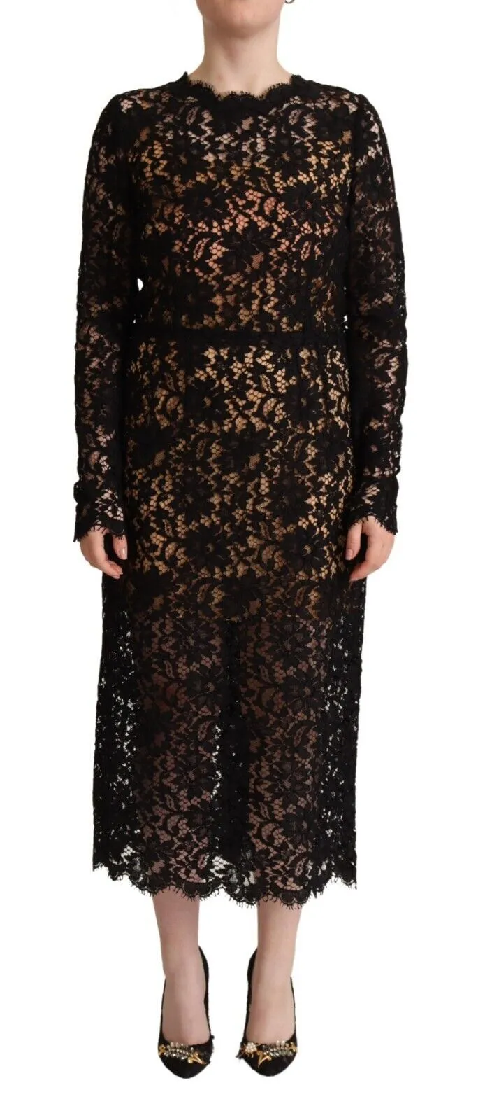 Dolce & Gabbana Women's Elegant Floral Lace Sheath Midi Dress