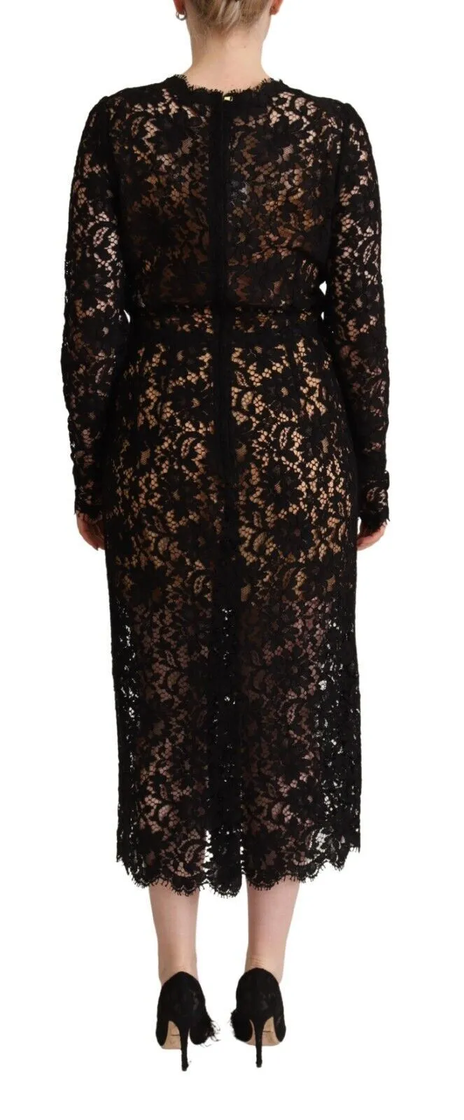 Dolce & Gabbana Women's Elegant Floral Lace Sheath Midi Dress