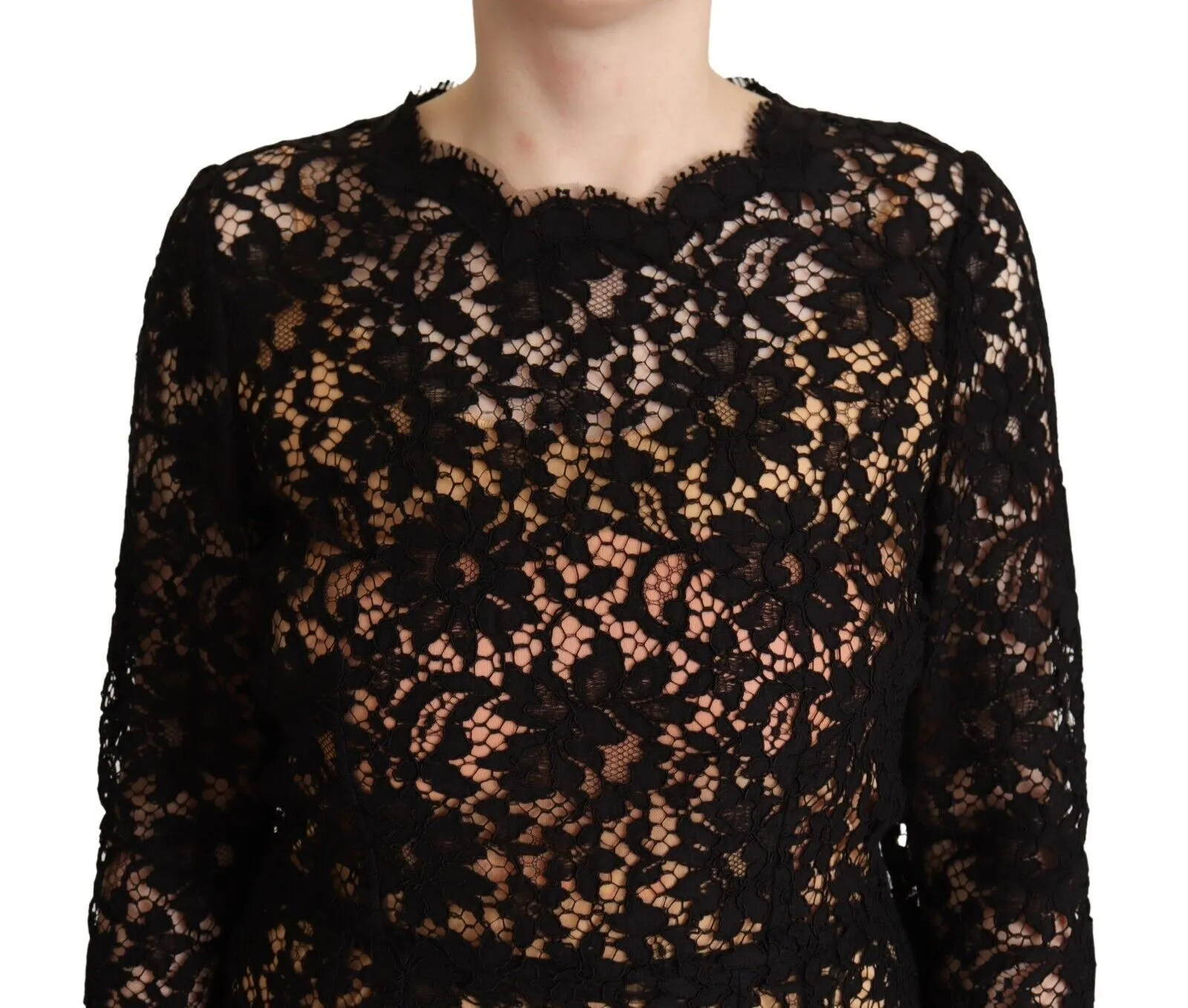 Dolce & Gabbana Women's Elegant Floral Lace Sheath Midi Dress