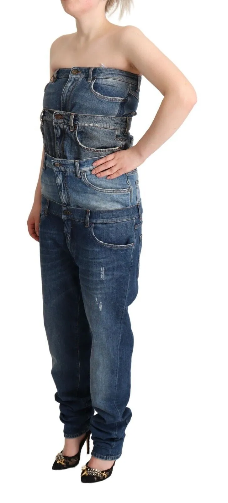 Dolce & Gabbana Women's Elegant Dark Blue Denim Jumpsuit Dress