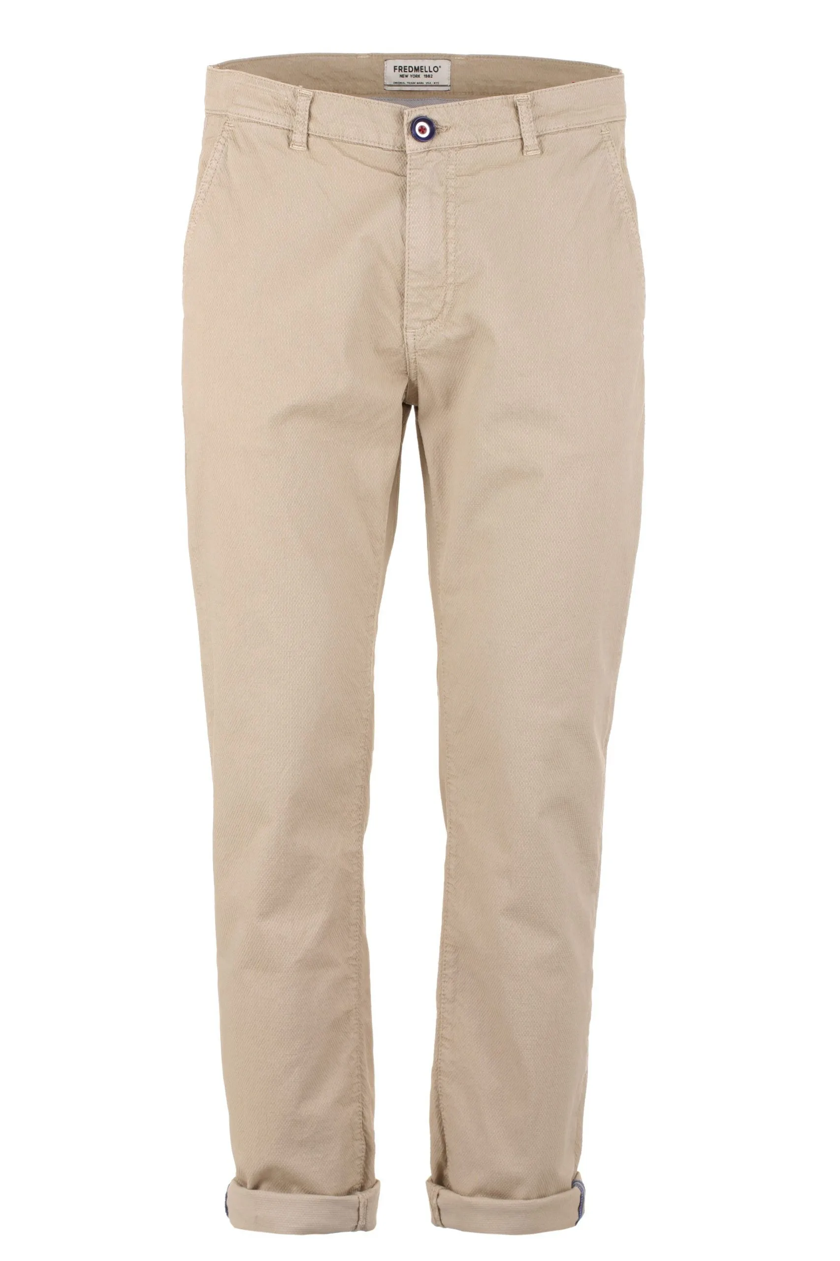 Fred Mello Men's Chic Sand-Colored Cotton Trousers for Men