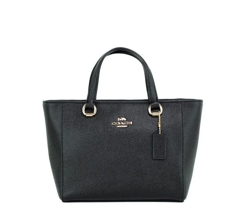 COACH Women's Alice Small Black Crossgrain Leather Satchel Crossbody Handbag