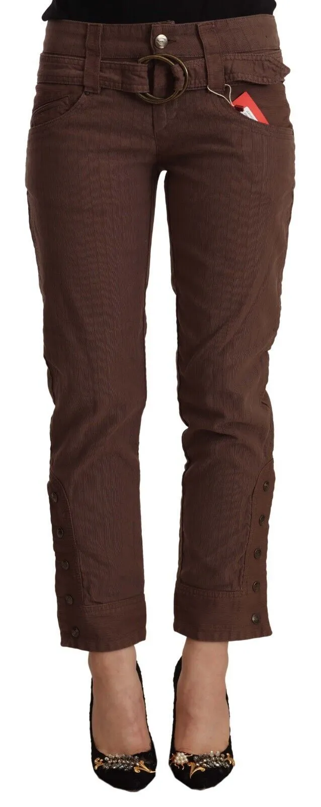 Just Cavalli Women's Chic Mid-Waist Cropped Cotton Pants