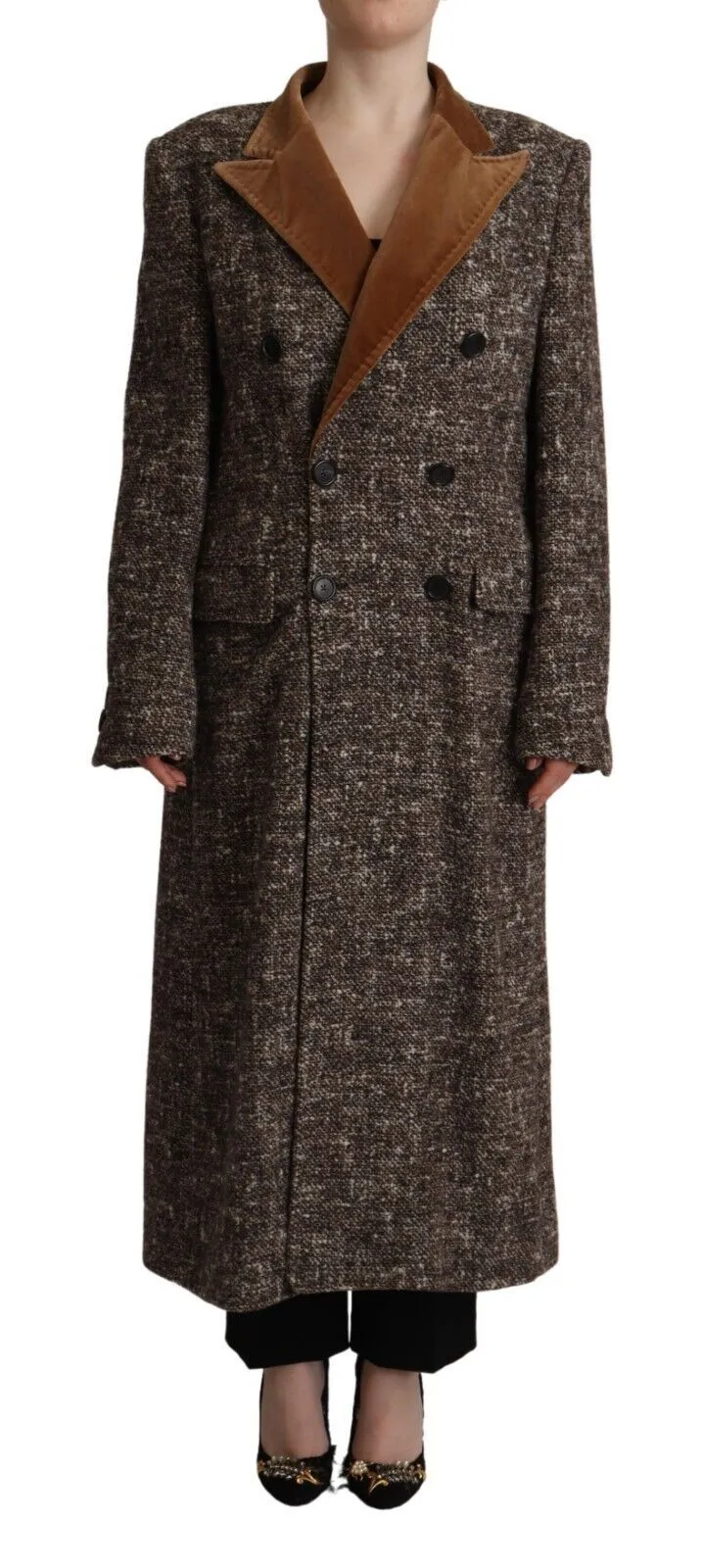 Dolce & Gabbana Women's Elegant Brown Double-Breasted Trench Coat