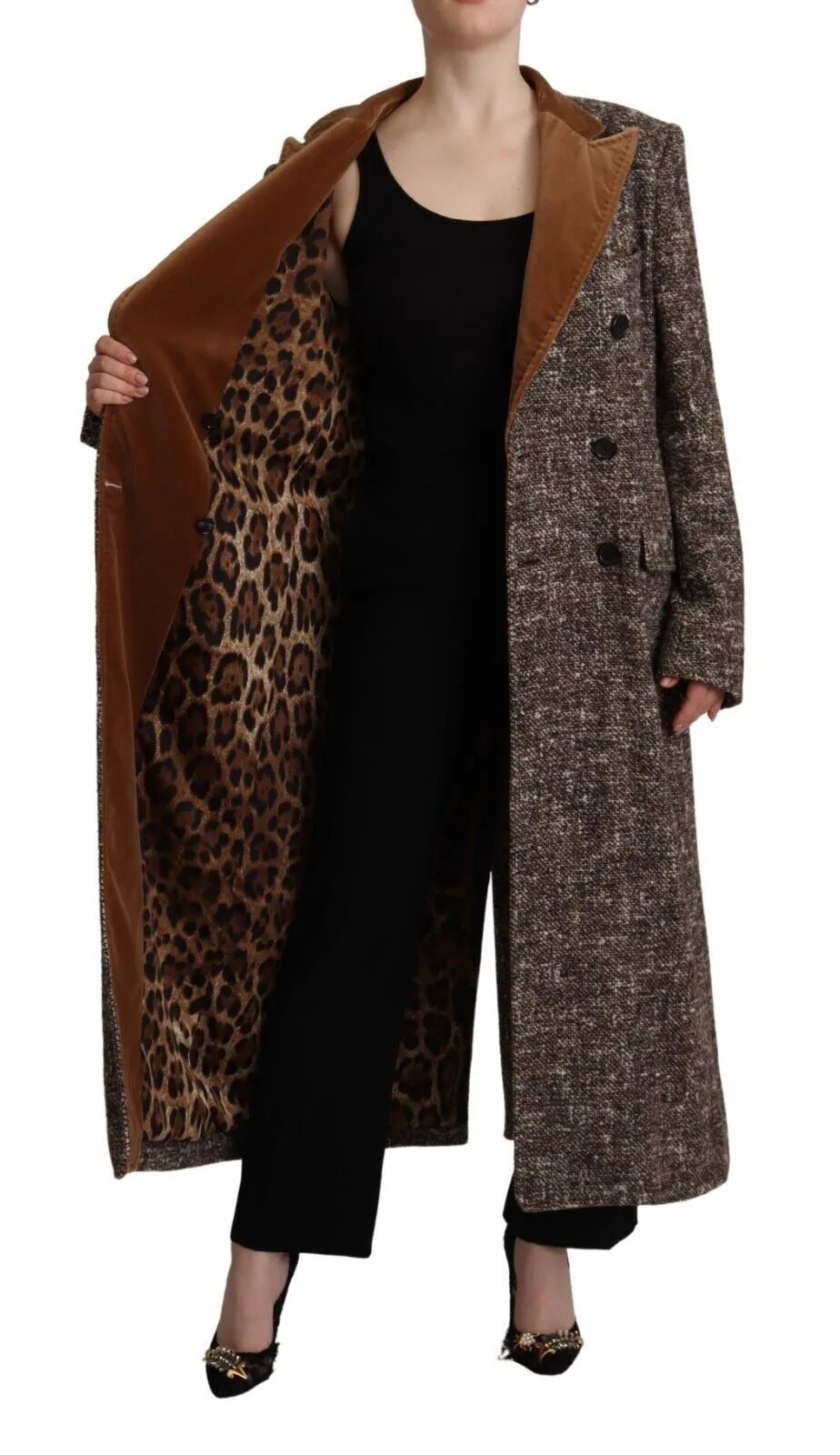 Dolce & Gabbana Women's Elegant Brown Double-Breasted Trench Coat