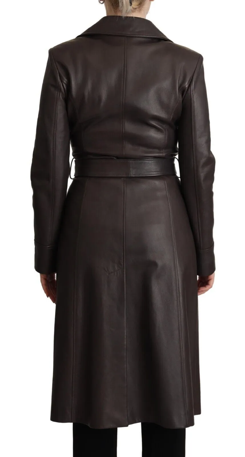 Dolce & Gabbana Women's Elegant Double-Breasted Lambskin Leather Coat