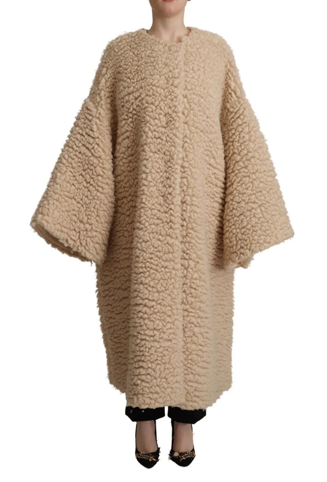 Dolce & Gabbana Women's Elegant Beige Cashmere Overcoat Jacket