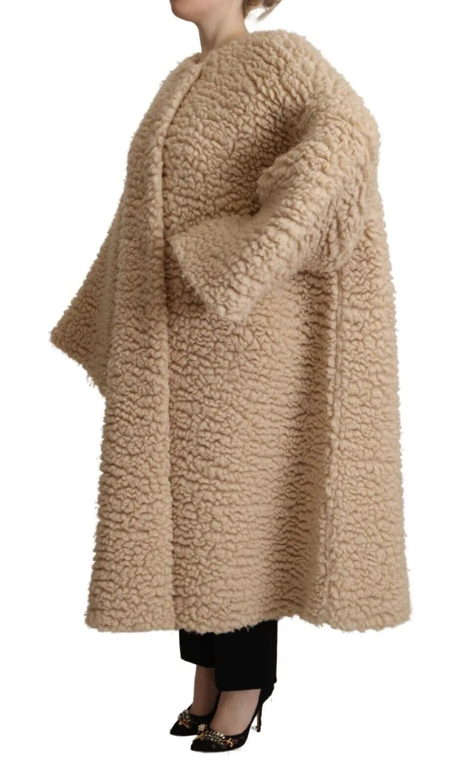 Dolce & Gabbana Women's Elegant Beige Cashmere Overcoat Jacket