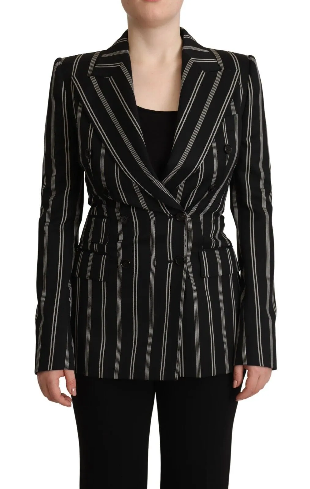 Dolce & Gabbana Women's Elegant Striped Wool Stretch Jacket