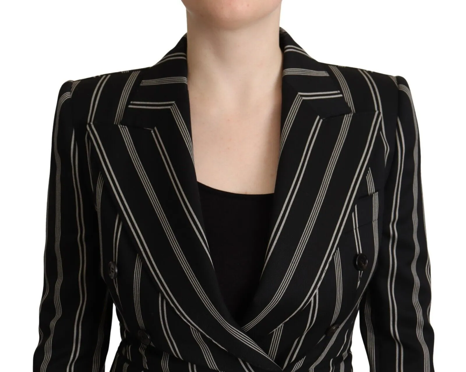 Dolce & Gabbana Women's Elegant Striped Wool Stretch Jacket