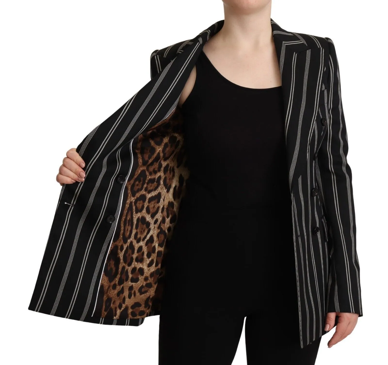 Dolce & Gabbana Women's Elegant Striped Wool Stretch Jacket