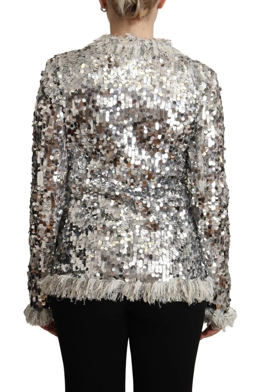 Dolce & Gabbana Women's Chic Silver Sequined Jacket Coat