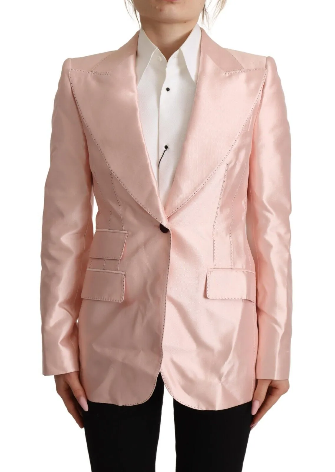 Dolce & Gabbana Women's Elegant Pink Silk Blazer Jacket