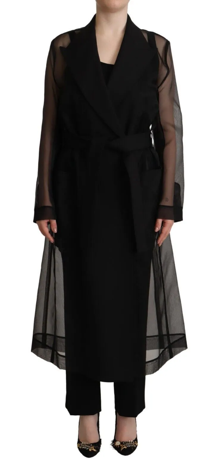Dolce & Gabbana Women's Elegant Sheer Trench Coat in Black