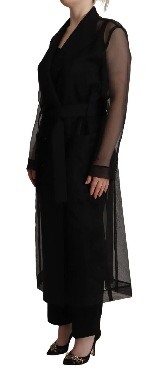 Dolce & Gabbana Women's Elegant Sheer Trench Coat in Black