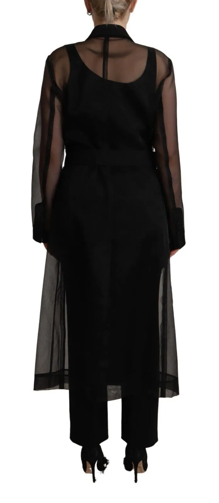 Dolce & Gabbana Women's Elegant Sheer Trench Coat in Black