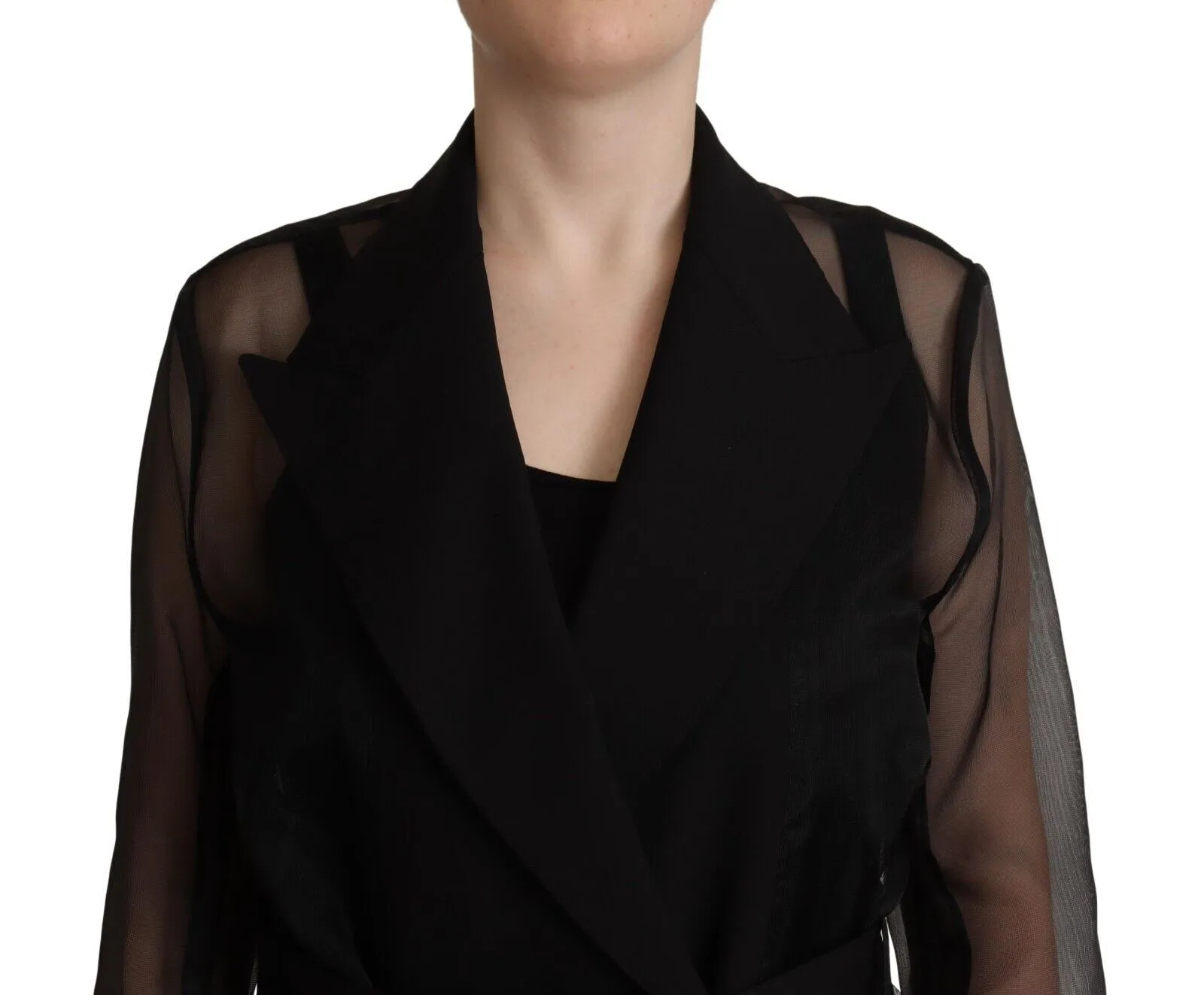 Dolce & Gabbana Women's Elegant Sheer Trench Coat in Black