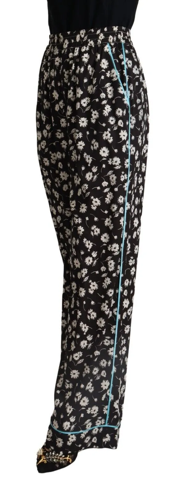 Dolce & Gabbana Women's Elegant Floral Wide Leg Pants
